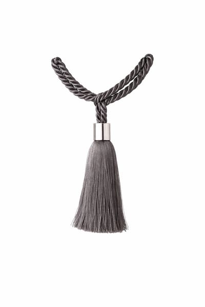 Gordijnhouders met Koord 68 cm – Grijs (Gris Charbon) – Luxe Embrasse – Set van 3 – Polyester/Katoen – Madeco