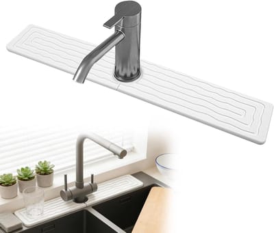 Kraan Mat - Afdruipmat Keuken - Snel Drogen - Zeer Absorberend - 10x60cm - Wit