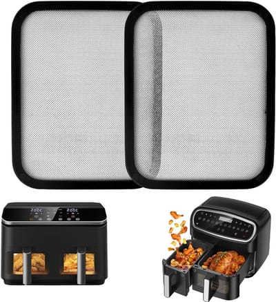 Set van 2 RVS Spatbeschermers voor Airfryers 8.5 / 10 L, Herbruikbaar, Makkelijk te Reinigen, Hittebestendig, Keukenaccessoires
