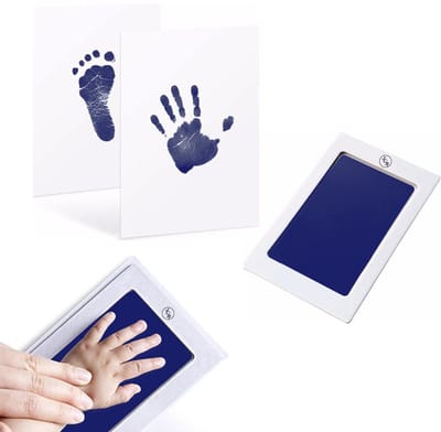 JGR – Baby handafdruk - Baby voetafdruk - Blauw -Set - Baby Art - Kraamcadeau - Babyshower Cadeau – Inktafdruk – Pootafdruk Hond & Kat – Inclusief beschrijving Nederlands/Engels