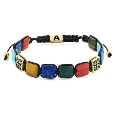 Elysian | Armband met Goudkleurige en Meerkleurige Natuurstenen Kralen