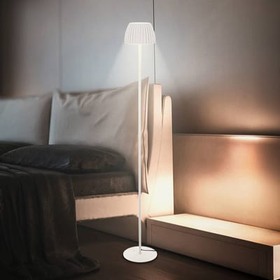 BRILONER Luca - Vloerlamp - dimbaar - aanraakfunctie - geheugenfunctie - lichtkleur warm wit - Ø19 x 124 cm - antiek wit