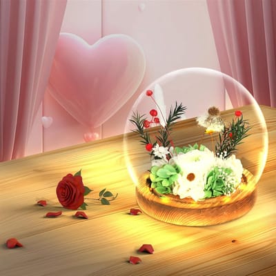 Gohytal Echte paardenbloem in glas, kerstwensvulling met ledlicht, eeuwige verjaardagscadeau voor vrouwen, vriendin, moeder, oma, zus, meisjes, cadeaus voor bruiloft, jeugdwijding, Valentijnsdag
