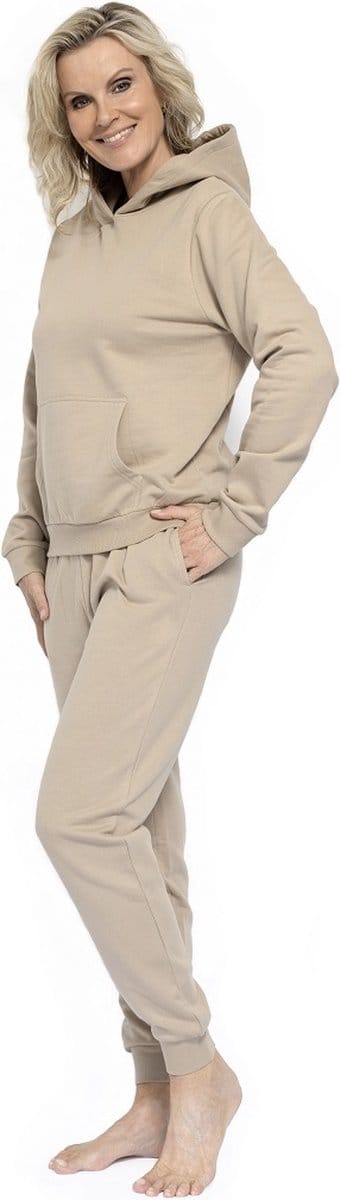 Joggingpak dames, Huispak dames, Hoodie & sweatpants - Sand – Maat S
