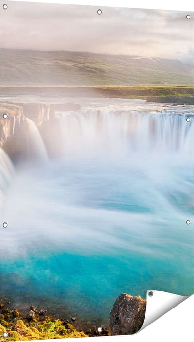 Gards Tuinposter Watervallen in IJsland - 80x120 cm - Tuindoek - Tuindecoratie - Wanddecoratie buiten - Tuinschilderij