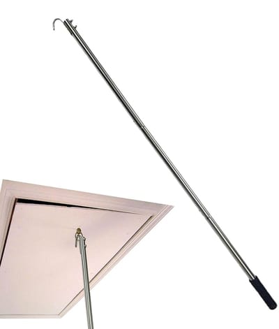 Zolderladder Systeem - Trekstok Haak - Gemakkelijk Toegang - Roestvrij Staal - 101.6 cm Lengte - Meerkleurig
