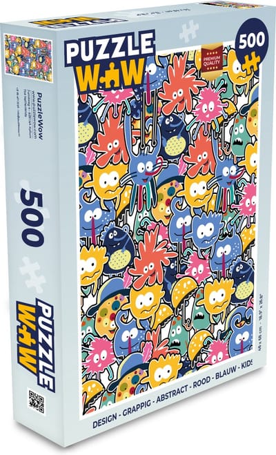 Puzzel Design - Grappig - Abstract - Rood - Blauw - Kids - Legpuzzel - Puzzel 500 stukjes
