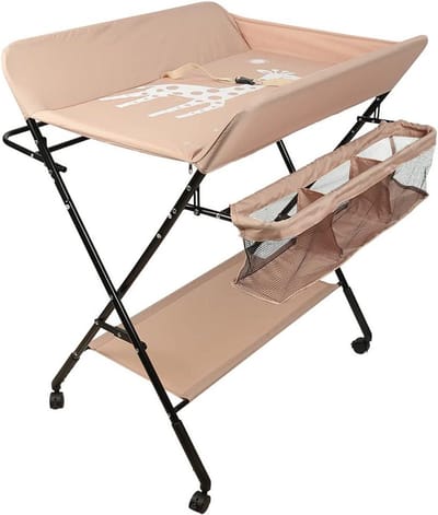 Baby Verschoontafel - Luiertafel Opvouwbaar - Baby Verzorging - In Hoogte Verstelbaar - 74 x 63 cm - Roze Giraffe