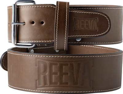 Reeva Bruin Lederen Powerlift Riem - Maat XL - Gewichthefriem geschikt voor Crossfit, Powerlifting, Fitness en Bodybuilding - Lifting Belt voor Heren en Dames