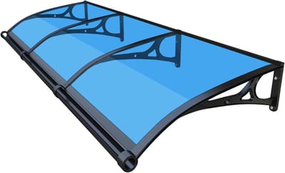 Deurluifel Buitenluifel - Terrasluifel Raamluifel - Bescherming tegen weer - Aluminium Beugel - 60 x 150 cm - Blauw