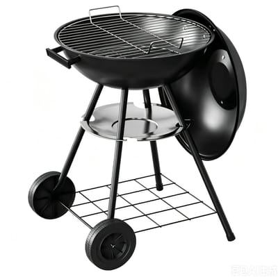 Houtskoolbarbecue - Tuinbarbecue - Ronde barbecue - Kampeerbarbecue - Voor houtskoolgebruik, geschikt voor tuinfeesten en buitenkoken - Metaal+Plastic - 42×45,5×73 cm - Voor tuin, camping en buitenevenementen - Zwart