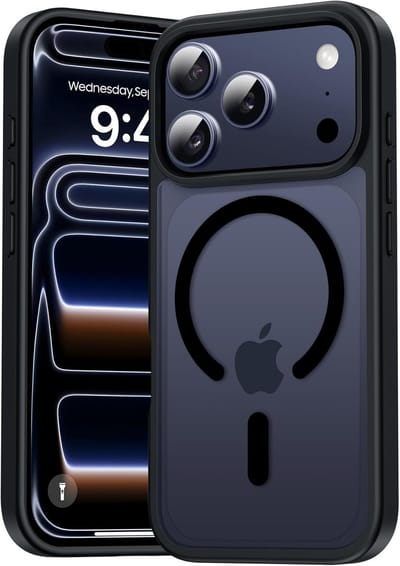 Magnetisch Hoesje Geschikt voor: iPhone 17 Pro - MagSafe-Compatibel - Militaire Schokbescherming, Krasbestendig & Slank Design met Matte Transparante Achterkant - Zwart