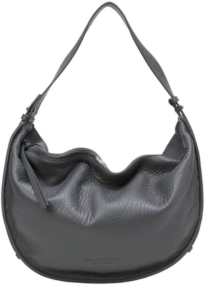 Marc O'Polo Leren schoudertas Aamu Hobo Bag Castlerock donkergrijs