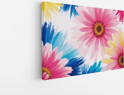 Saammp Canvas Schilderij - Kleurrijke bloemen - Natuur - 30x20 - Foto op canvas - Wanddecoratie - Muurdecoratie Woonkamer - Kantoor Decoratie