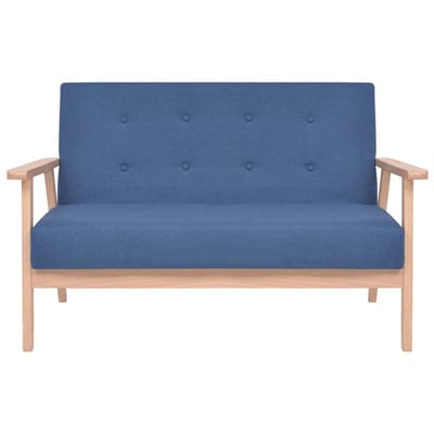 vidaXL - Bankstel - stof - blauw - 2-delig