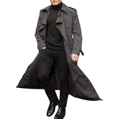 Middellange Windjack voor Heren Lange Windjack voor Heren Windjack Casual Bovenkleding Herenriem 2XL gray