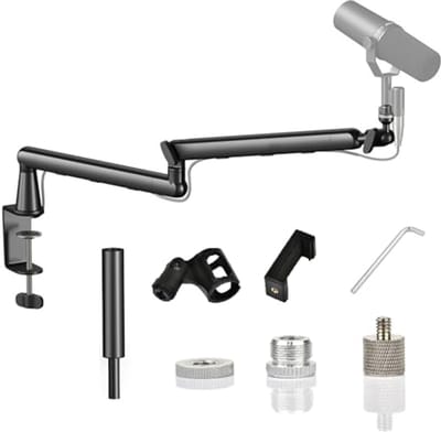 Verstelbare Microfoon Arm voor Bureau - Laag Profiel, Geschikt voor Diverse Microfoons - Zwart