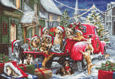 Luca-S Puppies Christmas Kruissteek Borduurpakket B2414
