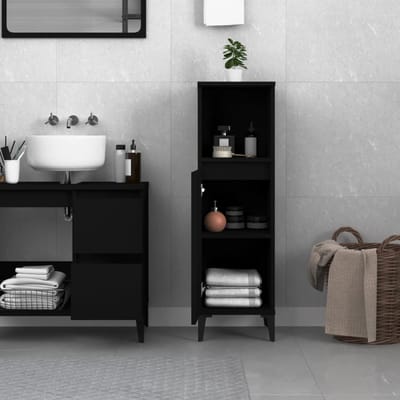 vidaXL - Badkamerkast - 30x30x100 - cm - bewerkt - hout - zwart