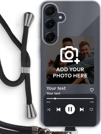 Gepersonaliseerd - Case Company® - Hoesje met koord geschikt voor Samsung Galaxy A55 hoesje met Koord - Music Player - Telefoonhoesje met Zwart Koord - Bescherming aan alle Kanten en Over de Schermrand