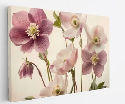 Saammp Canvas Schilderij - Gekleurde Bloemen - Natuur - Abstract - 45x30 - Foto op canvas - Wanddecoratie - Modern Interieur - Woonkamer Decoratie
