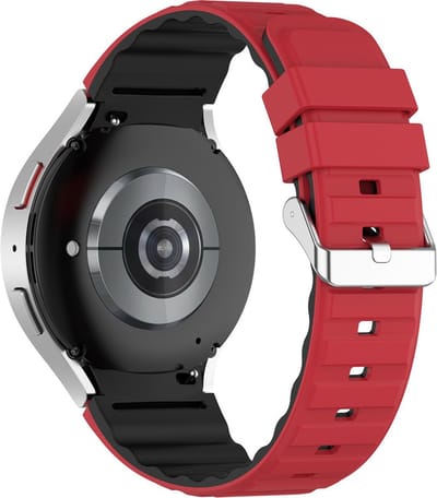 Siliconen bandje - geschikt voor Samsung Galaxy Watch 7 / Watch FE / Watch 6 / Watch 6 Classic / Watch 5 / Watch 5 Pro / Watch 4 / Watch 4 Classic - rood-zwart