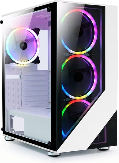 LC Power 803W ARGB Gaming Midi-Tower Behuizing met 4x140mm ARGB Fans- Gehard Glas