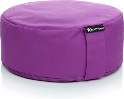 Yogakussen, rond meditatiekussen met een diameter van ca. 31 cm, 13 cm hoog, gevuld met boekweit en spelt, overtrek van 100% extra dik katoen kan in de machine worden gewassen