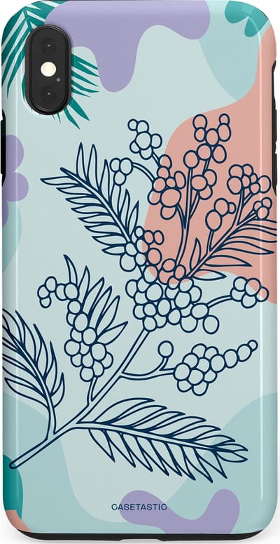 Casetastic Hoesje Geschikt voor Apple iPhone Xs Max - Stijlvolle Beschermende Duo-layer Case - Aquarel Bladeren