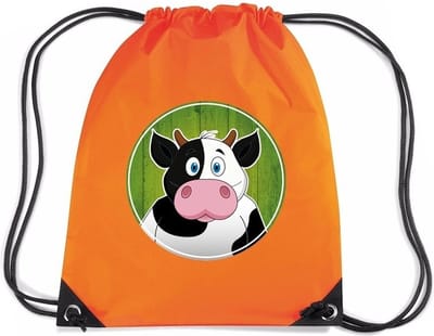 Koeien rijgkoord rugtas / gymtas - oranje - 11 liter - voor kinderen