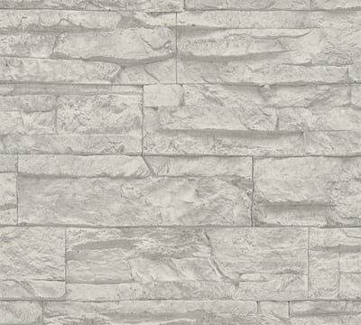 NATUURSTEEN BEHANG | industrieel - Grijs Wit - A.S. Création Elements 2
