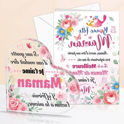 Allecto Plus - Plaque Acrylique Cadeau voor Maman - Bonne Fête en Anniversaire - Christmas Decoration - Met enveloppe - Je t'aime Maman.
