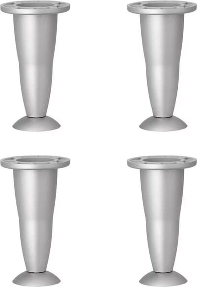 FLE - Meubelpoot verstelbaar zilvergrijs rond Ø 7 cm en hoogte 12,5 / 13,5 cm van kunststof - 4 stuks