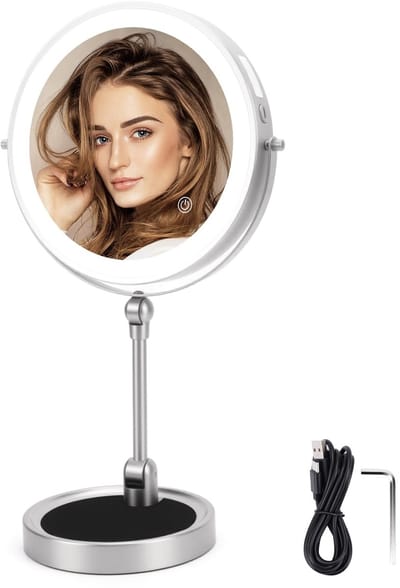 Dailygoods - Make-upspiegel - Verlichting - Oplaadbaar - Draaibaar - 1X/5X Vergroting - Geschikt voor Badkamer - Cosmetische Spiegel