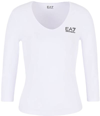 Ea7 Emporio Armani 8ntt55 T-shirt Met Lange Mouwen En V-hals Wit 2XS Vrouw