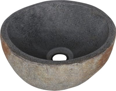 Opbouw waskom Differnz Boomer rond 21cm natuursteen grijs