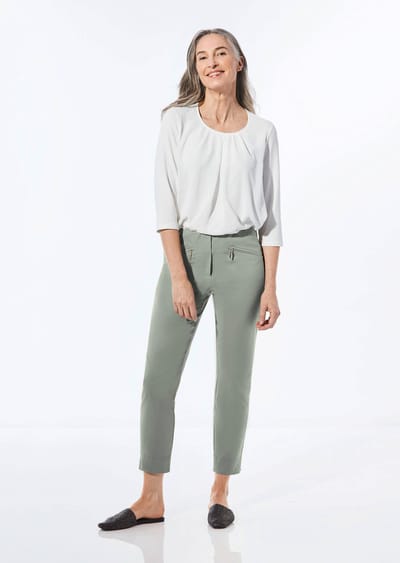 7/8-broek LOUISA van bengaline - grijsgroen - Gr. 19 van Goldner Fashion