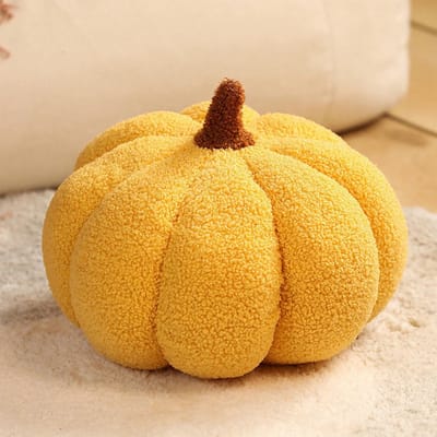 Decoratieve Halloween Pompoen Kussen 30 cm - Geel, Perfect voor Feestdagen en Versiering