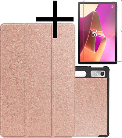 Hoes - Geschikt voor Lenovo Tab P11 Pro - Met Screenprotector - Trifold Bookcase - Hard Cover Case - Met Uitsparing Geschikt voor Lenovo Pen - Hardcover Book - Tablet Hoesje - Rosé goud