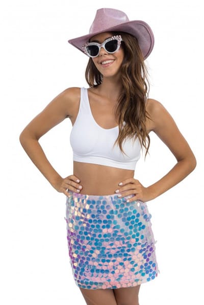 Chaks – Verkleedkleding Rok – Pailletten Iridescent – Roze – Dames - Maat S