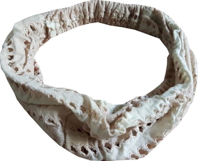 Haarsoires Haarband 3-in-1 - Opengewerkt - Streep Stof - Beige - Comfortabel Jersey - Casual & Sportief