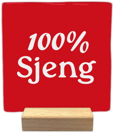 100% Sjeng - Keramische decoratie tegel - incl. houten presenteerblok