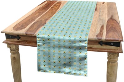 ABAKUHAUS tafelrunner – Scandinavisch – 40×180 cm – lichtblauw/geel