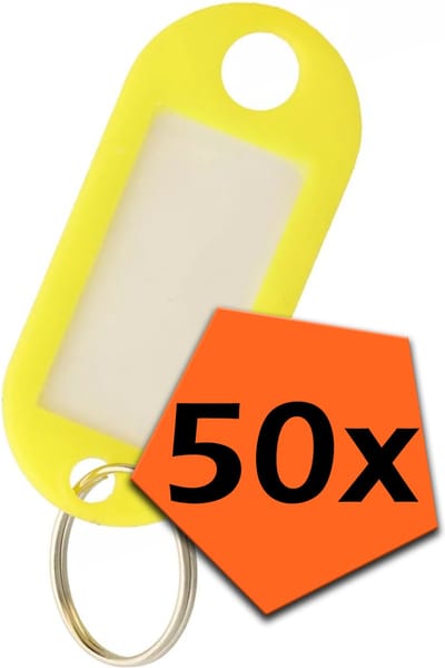 Sleutelhanger Bagagelabel Gekleurde Sleutellabels Sleutelhangers Naamlabel Geel - 50x