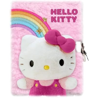 Hello Kitty Plush Dagboek met Slot – 21x15,5 cm – Roze – 3D Hello Kitty