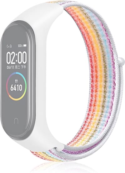 Nylon bandje - geschikt voor Xiaomi Mi Band 3 / Mi Band 4 / Mi Band 5 / Mi Band 6 - regenboog