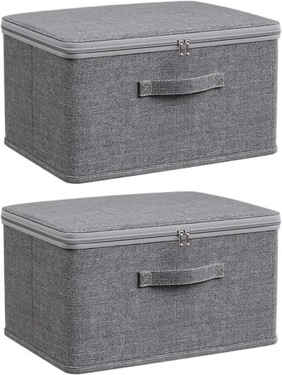 Stoffen Opbergdozen - Opbergmanden Kasten - Ruimte Besparen - Met Handvat - Set van Twee - Meerkleurig