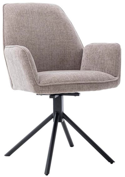 Tower Living Eetkamerstoel Amaro met armleuning draaibaar - stof Nature 120 Beige grey