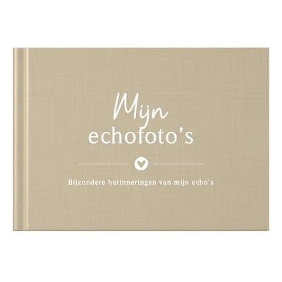 Fyllbooks - Mijn Echo Boekje - Fotoboekje, Echo Bewaarmap - Invulboek voor Echofoto's - Linnen Taupe