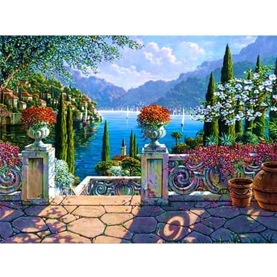 Bricolage 5d diamant broderie cerisier fleur parc paysage diamant peinture mosaïque Art 20X30CM gray